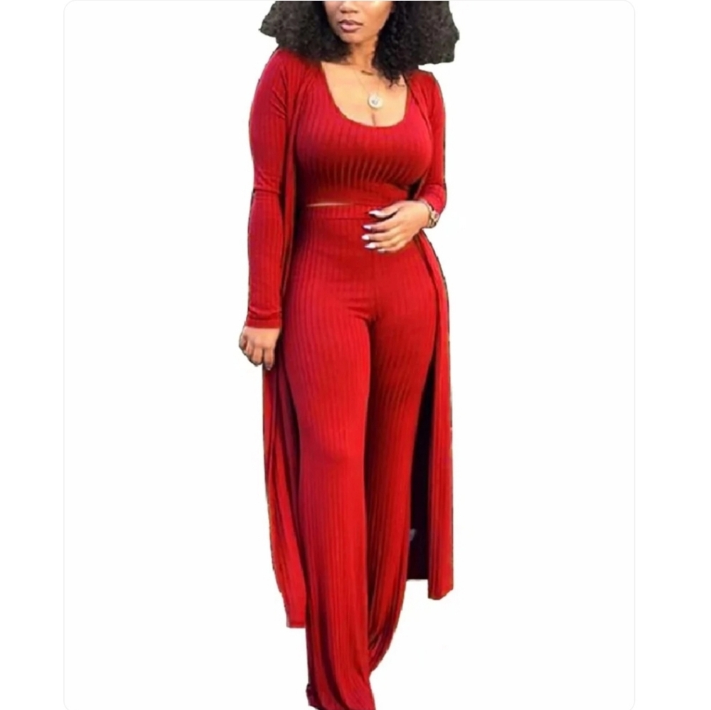 3 Piece Red Pants Set